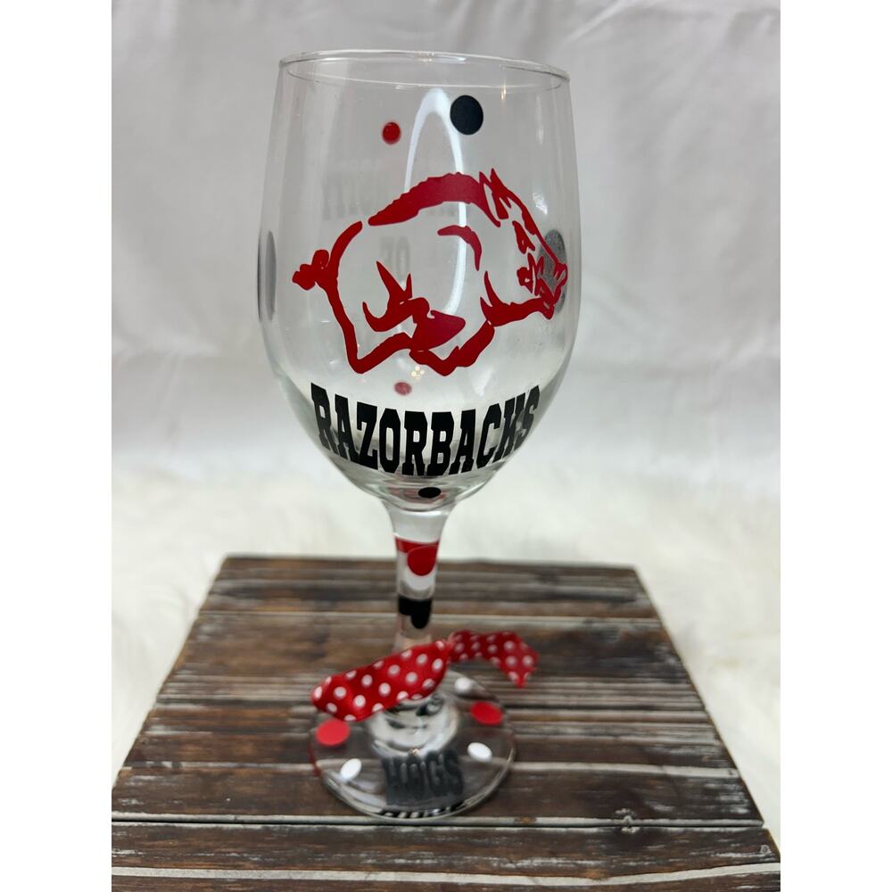 University of Arkansas Collectible Wine Glass EUC WPS
